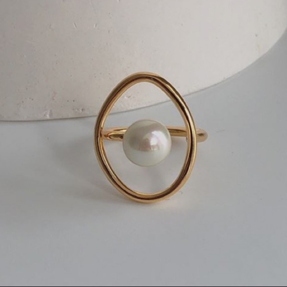 🤍Vintage pearl open gold plated ring - Picture 5 of 10